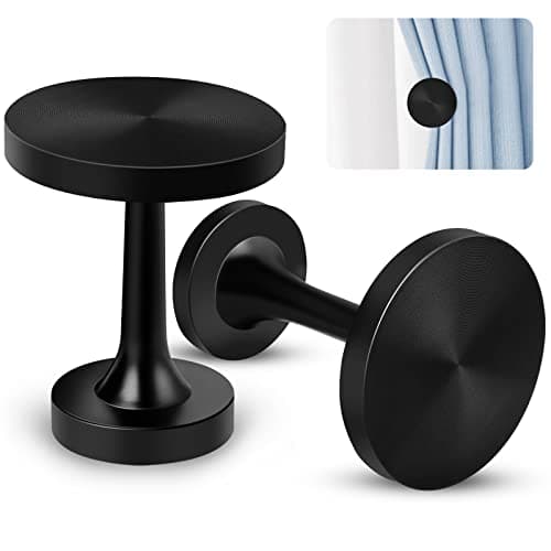 Image of Curtain Holdbacks, A Pair Black Metal Curtain Tie Backs Hooks Decorative Medallion Wall Mounted Curtain Hold Back Modern Vintage Drapery Tiebacks Tassel Holder