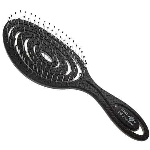 Image of Head Jog 08 Paddle Brush Flexible Soft Pin Bristles, Detangling Wet Or Dry Hair. Gentle Brushing Hairbrush. (Monochrome Collection Charcoal),1 count