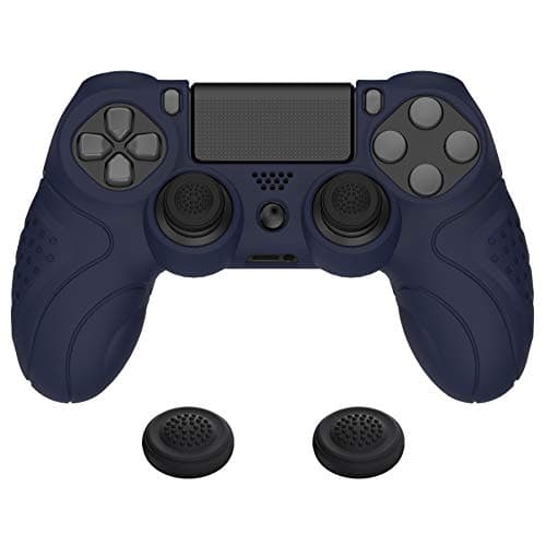 Image of PlayVital Guardian Edition Midnight Blue Soft Anti-Slip Controller Silicone Case Cover for ps4, Rubber Protector with Black Joystick Caps for ps4 Slim / for ps4 Pro Controller