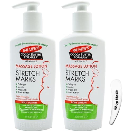 Image of Palmer’s Cocoa Butter Formula with Vitamin E, 250ml – 2 Pack Cocoa Butter Stretch Mark & Scar Removal Cream and Body Moisturiser for Dry Skin, with Cosmetic Spatula for Mess-Free Application