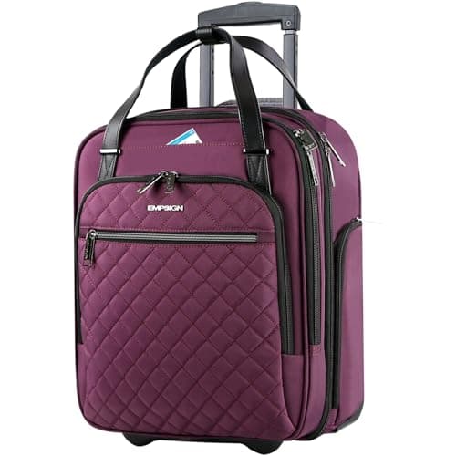 Image of EMPSIGN Underseat Carry On Wheeled - 16" Carry on Bag with Wheels Multi-Functional Lightweight Rolling Bag Overnight Weekender Small Suitcase for Women Men Travel Business, Burgundy