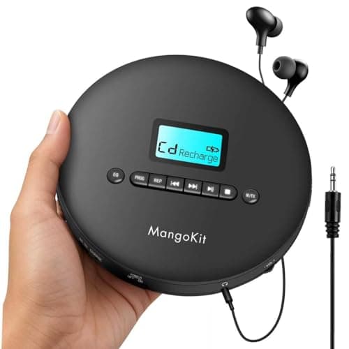 Image of MangoKit CD-X Portable Personal CD Player, Bluetooth Out 5.3, MP3 Playback, Headphones–Personal CD Player with Anti-Skip, Rechargeable Battery–Compact Disc Player for Travel, Home, Language Learning