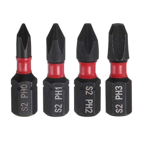 Image of sourcing map 4pcs PH0/PH1/PH2/PH3 Phillips Screwdriver Bit 1/4" Hex Shank 25mm/1" Length Magnetic Cross Head Hex Bits S2 Steel Screw Driver Bit Industrial Grade Electric Drill Bits