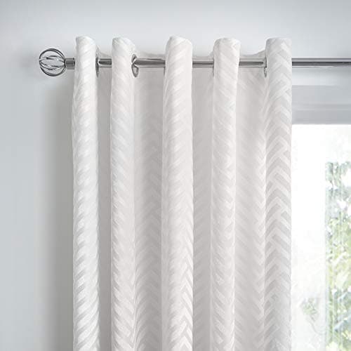 Image of By Caprice Home - Faye - Tufted Chevron Pair of Eyelet Curtains - 66" Width x 54" Drop (168 x 137cm) in Ivory