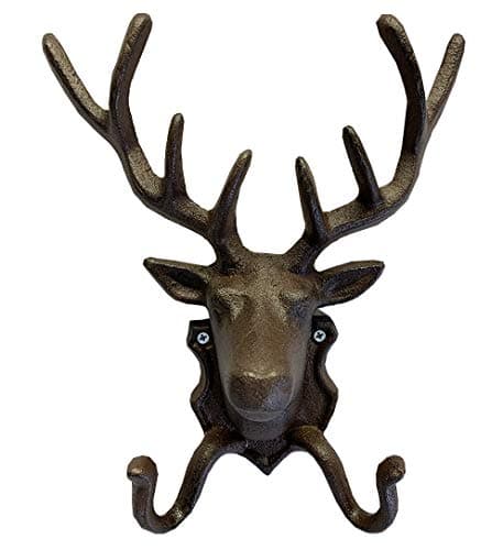 Image of Selections Cast Iron Stag Head Wall Mounted Coat and Keys Hook Rack