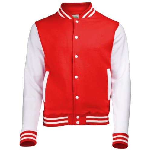 Image of Awdis Unisex Varsity Jacket (L) (Fire Red / White)