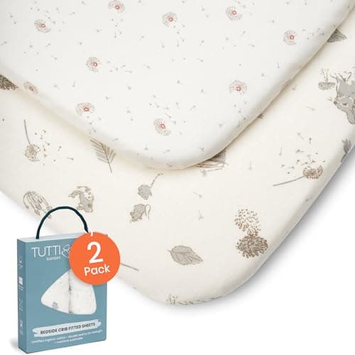 Image of Tutti Bambini Premium Crib Sheets (2-Pack) - Soft Bamboo Jersey Breathable Fitted Sheets, Double Strength CoZee Sheets for Next to Me Cribs (Cocoon)