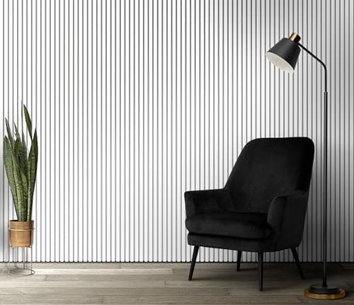 Image of Acoustic Wall Panels 2400x600 mm – Wood Slat Wall Panels for Feature Walls – Sound Absorbing Wood Panels for Walls - Slat Wall Panelling Living Room, Bedroom & Office – Goods Emporium (White Wrapped)