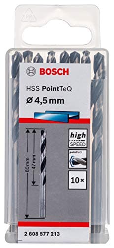Image of Bosch Accessories Professional 10-piece PointTeQ HSS Twist Drill Bit (for Metal, 4.5 x 47 x 80 mm, Drill Driver Accessories)