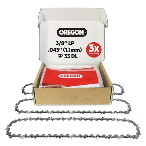 Image of Oregon 3-Pack Pole Saw Chain 3/8" LP Pitch, .043" (1.1 mm) Gauge for 8" (20cm) Bar, 33 Drive Links – Low-Kickback Replacement Saw Chain, Fits Bosch, Einhell, Makita, Ryobi, Worx and More