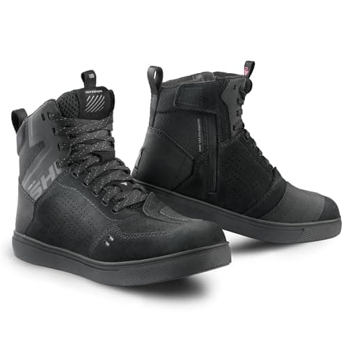 Image of SHIMA REBEL 2.0 Motorbike Boots for Women Ventilated Leather Shoes Summer Suede Motorcycle Short Ankle Protector Urban Bike Casual Classic Riding Motor Boot (Womens, Vent Black, 41)
