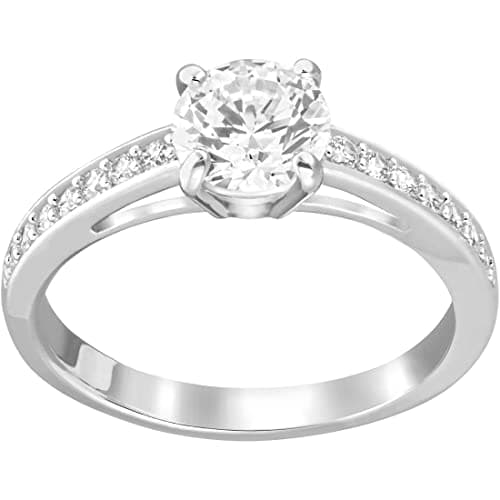 Image of Swarovski Attract ring, Round cut, Pavé, White, Rhodium plated