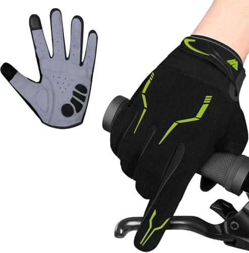 Image of WESTWOOD FOX WFX Cycling Gloves Full Finger Mountain Bike Gloves Touchscreen MTB Gloves Padded Anti-Slip MTB Road Biking Sports Gloves for men and women (Neon Black, S)