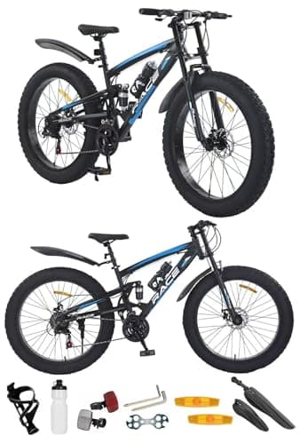 Image of 24", 26 Inch Mountain Bike, Adult Bicycle, Teenager Bike, All Terrain Sport’s Cycle, Unisex MTB, Men & Women’s Bike, Dual Suspension, 21 Speed, Double Disc Brakes, New (26 Inch)