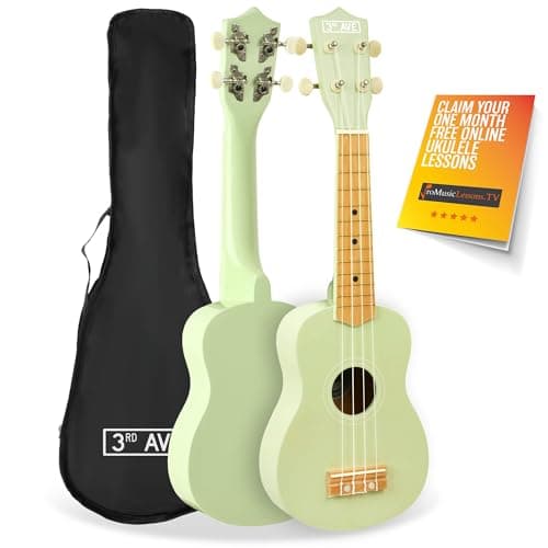 Image of 3rd Avenue Soprano Ukulele Beginner 21 Inch 4 Nylon Strings with Free Uke Bag - Pastel Green - FREE 1 Month Online Lessons