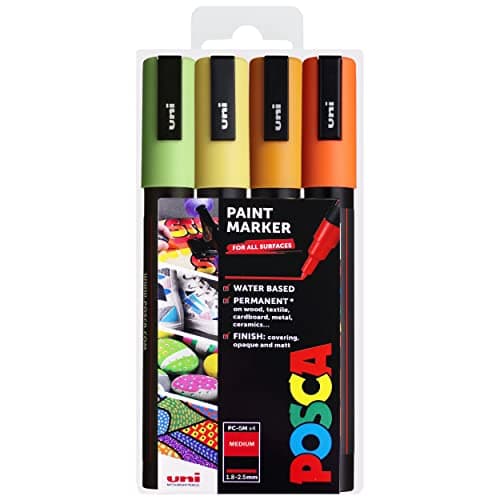 Image of Uni POSCA - PC-5M Art Paint Markers - Set of 4 - in Plastic Wallet - Citrus Tones