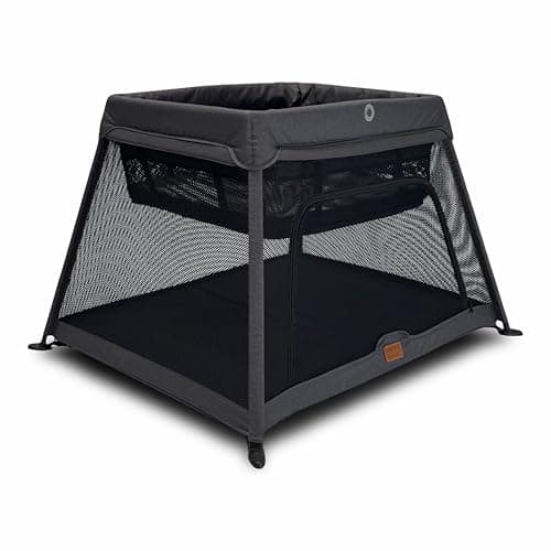 Image of Venture Airpod Travel Cot – Lightweight Foldable Baby Cot with Newborn Insert, Mattress, Storage Bag & Playpen Function – Breathable Mesh Sides – Suitable from 0 to 3 Years - Dark Grey