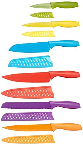 Image of Amazon Basics 12-Piece Knife Set, Multicolor