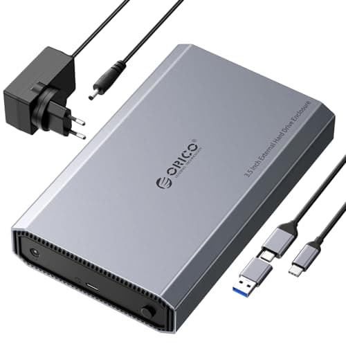 Image of ORICO Aluminum 3.5 Hard Drive Enclosure with USB 3.2 Gen 2 6Gbps Transfer Speed, Fit for 3.5/2.5 Inch SATA HDD SSD Up to 20TB, USB C to USB C/A 2 in 1 Cable Compatible with MacBook Windows(DD35-C3)