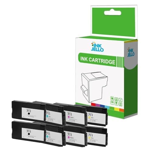 Image of InkJello Compatible Ink Cartridge Replacement for HP Designjet T120 T520 ePrinter 711 (Black, Cyan, Magenta, Yellow, 8-Pack)