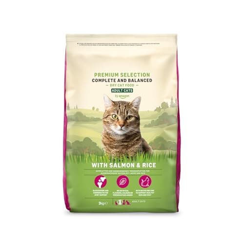 Image of by Amazon Cat Food for Adult Cats, Fine Prepared Dry Food with Fresh Salmon and Rice, 3 kg (Pack of 1) (Previously a brand of Lifelong, same product)