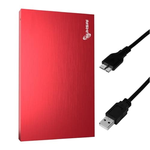 Image of SUHSAI 1TB External Hard Drive USB 3.0 – Portable External HDD for Laptop, Mac, PS4, PS5, Desktop – Slim 2.5" Backup Storage Drive, External Hard Disk for Gaming, Data, Photos, Files – Red