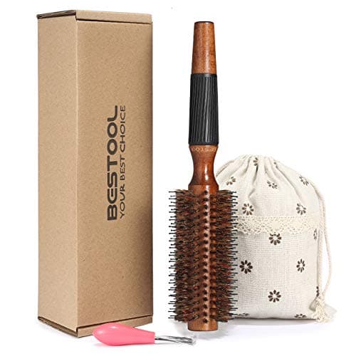 Image of BESTOOL Round Brush for Blow Drying, Boar Bristle Round Hair Brush with Wooden Barrel, Large Styling Brush for Women & Men, Straightening, Curling, Adding Shine or Volume (2.2 Inch)