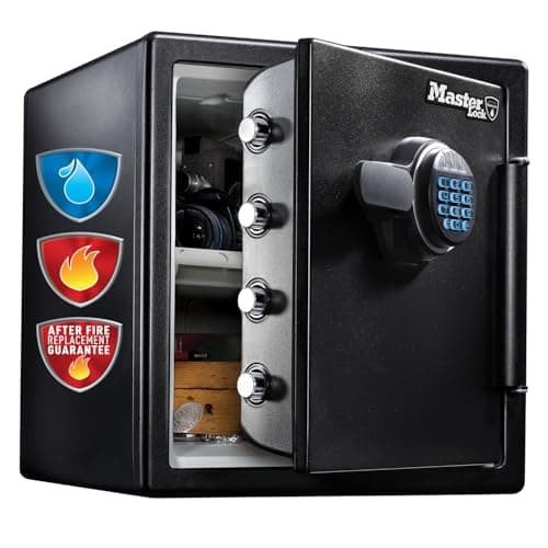 Image of MASTER LOCK Certified Fireproof and Waterproof Safe, 33.6L, 415 x 453 x 491 mm, Digital Combination with Backlit Keypad, for home and professionals