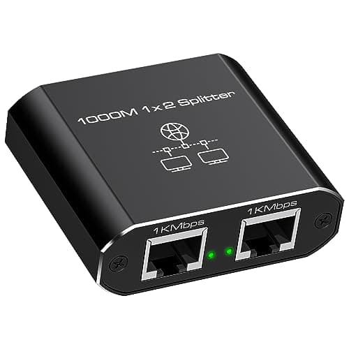 Image of VEDINDUST Ethernet Splitter 1 to 2 1000Mbps Ethernet Switch 2 Port Gigabit Network with Type C Power Cable for Computer Hub Router ADSL Set Top Box Digital TV Etc