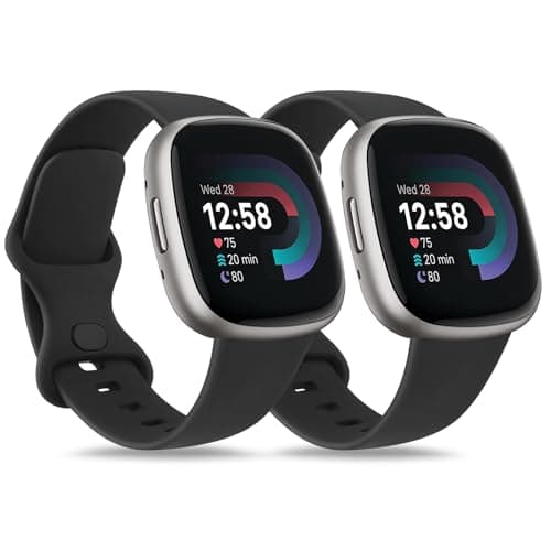 Image of AK Straps for Fitbit Sense 2/Sense/Versa 4/Versa 3 - Silicone Sport Classic Soft Replacement Band for Women Men (Pack G,L)
