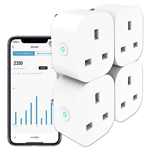 Image of ANTELA Smart Plug with Energy Monitoring, Alexa Voice Control, 2,4GHz WiFi Plug, Smart Life APP Wireless Remote Control and Timer Function, Work with Alexa and Google Home, 13A (4 Packs)