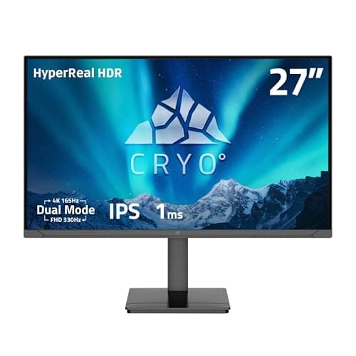 Image of Chillblast Cryo 27-Inch Dual Mode IPS Gaming Monitor - 4K 165Hz / FHD 330Hz - 1ms Response Time - HyperReal HDR - G-Sync/FreeSync - USB Type-C - Height, Tilt, and Swivel Adjustable | Black