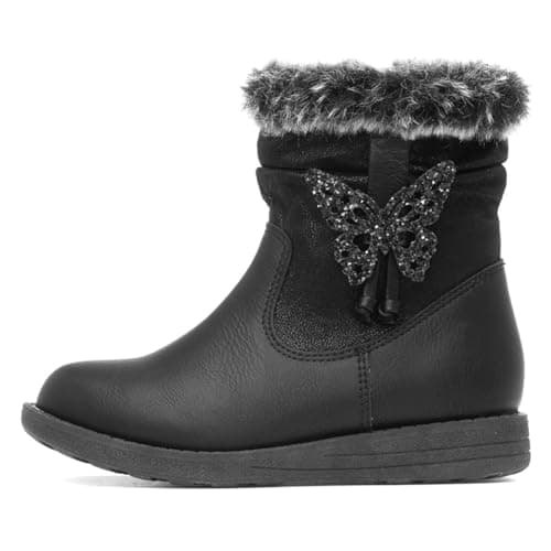 Image of Walkright Lorna Girls Black Zip Up Butterfly Boot - Size 11 Child UK - Black