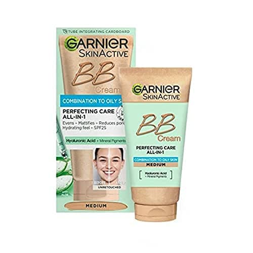 Image of Garnier Oil-Free Perfecting All-in-1 BB Cream, Shade Medium, Tinted Moisturiser SPF25, Mattifies Skin & Evens Complexion, With Hyaluronic Acid, Aloe & Mineral Pigments, 50ml