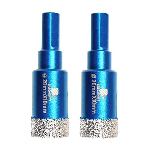 Image of Dry Diamond Core Drill Bit Set,BRSCHNITT 2pcs/pack 20mm Diamond Hole Saw Core Drill Bit with Triangle Shank for Porcelain Tile Ceramic Stone Granite Marble