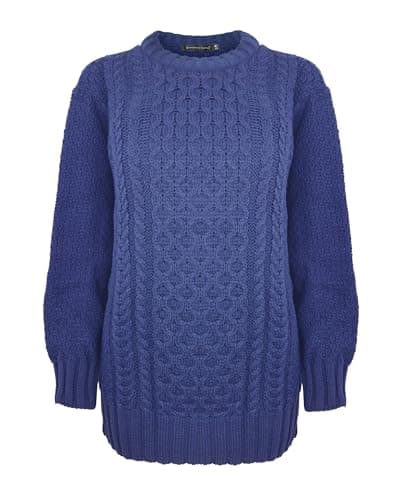 Image of Generation Fashion New Ladies Women Aran Knit Long Sleeve Crew Neck Knitted Cable Jumper Sweater Pullover Top 8-30 (Navy, 16-18)