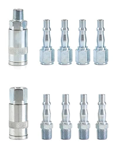Image of QWORK® 10Pcs Air Line Connectors 1/4" BSP, Couplings Connector Male Female and Male Fittings
