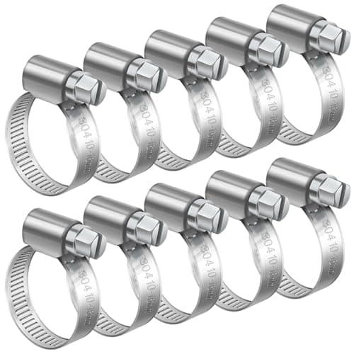 Image of Bolatus 10-16mm Adjustable Hose Clamps, 10 Pcs Stainless Steel Worm Drive Clips for Securing Hose Connections and Gas Pipe