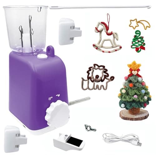 Image of Vurlexat French Knitting Machine, Electric I-Cord Knitting Wool Kit, Automatic Mill i-Cord Knitter Swift Knit Wool for DIY Crochet Craft Projects for Adults & Children(Purple)