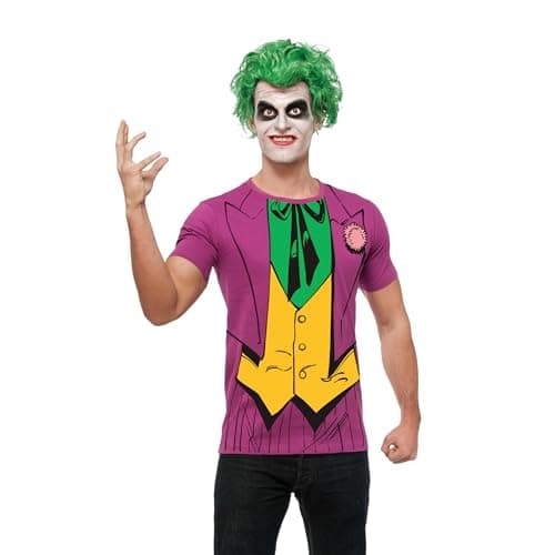 Image of Rubies Joker T-Shirt Mens Fancy Dress Halloween DC Comics Batman Villain Adults Costume (Men: Large)