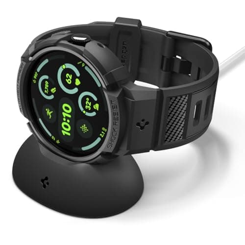 Image of Spigen Rugged Armor Pro Case with Strap Band Compatible with Google Pixel Watch 4 45mm (2025) with Charging Cover - Matte Black