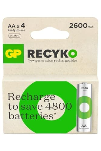 Image of GP Batteries ReCyko 2600 AA Pen Ni-MH Rechargeable Battery, 1.2 Volt, Card of 4