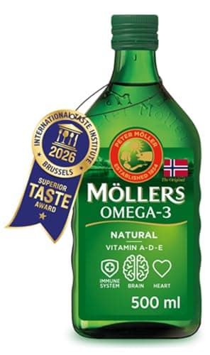 Image of Moller’s ® | Omega 3 Cod Liver Oil | Omega-3 Dietary Supplements with EPA, DHA, Vitamin A, D and E | Superior Taste Award | Pure & Natural cod Liver Oil | 166 Year Old Brand | Neutral | 500 ml