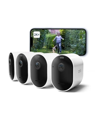 Image of Arlo Pro 5 Security Camera Outdoor Wireless, 2K Video Battery Operated Home Outdoor Camera With Advanced Colour Night Vision, Siren & Dual-Band WiFi, Arlo Secure Trial Included, 4 Cameras, White