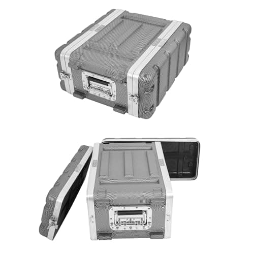 Image of 19"Rack Case 2U Rack Case 12" Depth Durable ABS Watertight Dust-Proof Shock Mount Racks with 2 Microphone Compartments