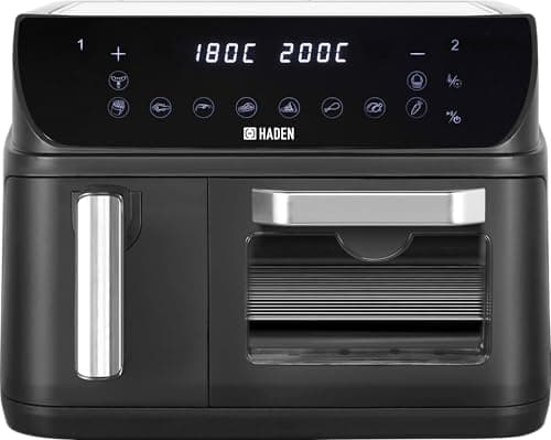 Image of Haden 12L Dual Air Fryer - 2400W Large Capacity Air Fryer with Dual Baskets, 10 One-Touch Cooking Functions, Sync Finish, Adjustable Timer and Temperature, Oil-Free and Dishwasher-Safe