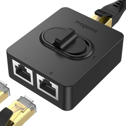 Image of MOGOOD Gigabit Ethernet Switch, Dual-Direction 1-In-2-Out Network Splitter, Plug and Play No Power Required, Physical Port Isolation, High Speed Compatible with Laptop, PC, Router, Cat5/5e/6 Cable
