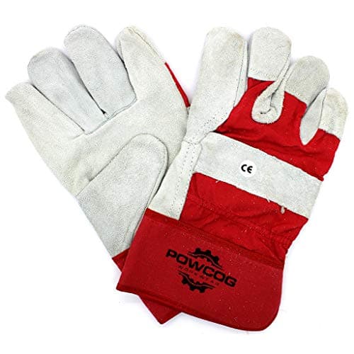 Image of 3 Pairs of Leather Rigger Safety Work Gloves | Heavy Duty | Red/Grey by POWCOG