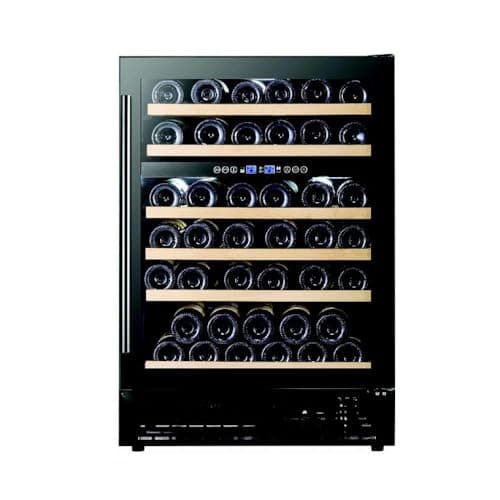 Image of Cookology Essentials AEWC600BK 60cm Built-Under Wine Cooler - Black - 51 Bottle Capacity - Touch Control Blue Display - Compressor Cooling - Dual Temperature Zones - Auto Defrost