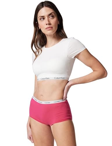 Image of Calvin Klein Women’s Hipster Boyshorts with Logo Waistband, Pink (Vibrant Pink), L
